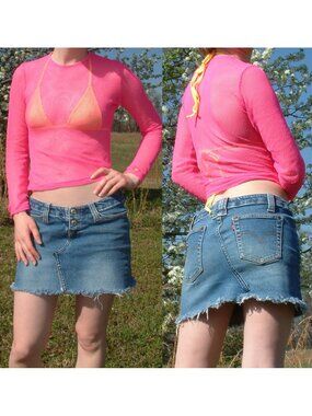 bright pink mesh top, size XS or S